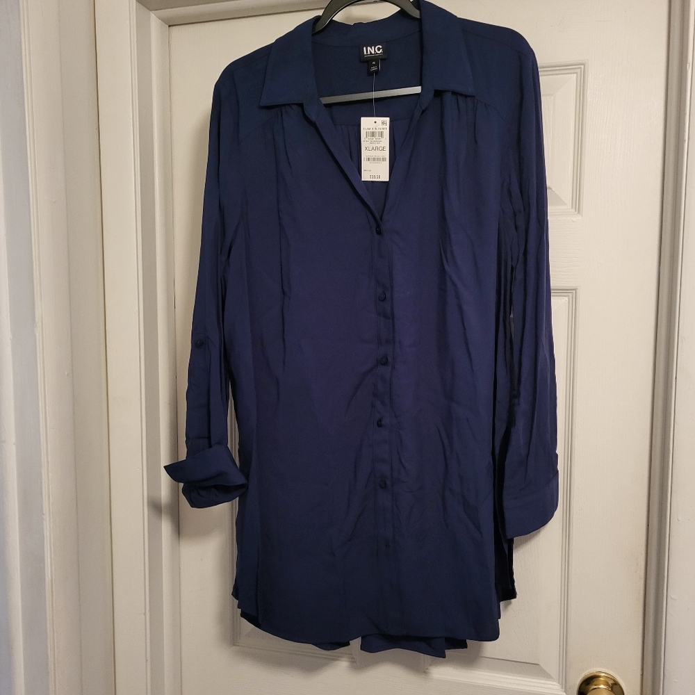 INC,  ladies top, XL,  dark blue